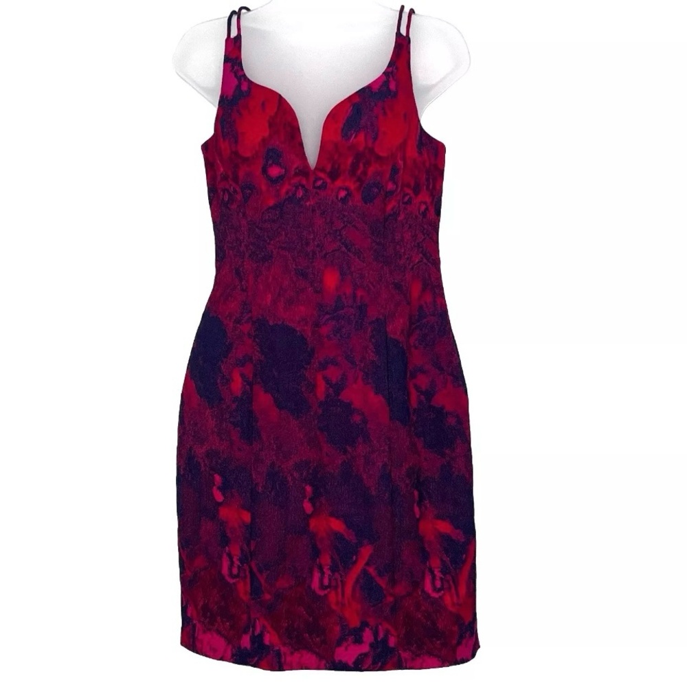 Aidan Mattox Dress Size 8 Spaghetti Strap Jacquard Mini Cocktail Dress